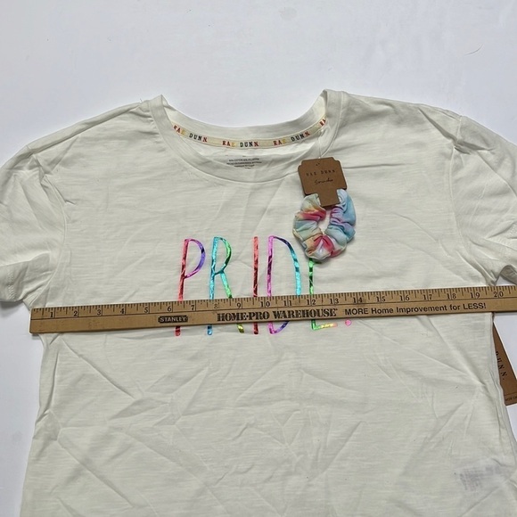 Rae Dunn Rainbow Pride Shirt with Tie Dye Scrunchie NWT Size M - Picture 7 of 11